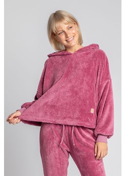 Pluszowa bluza z kapturem - wrzosowa ze sklepu Cudmoda w kategorii Bluzy damskie - zdjęcie 179656290