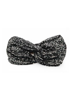 Opaska bandana na głowę - grafitowa-cekiny ze sklepu Cudmoda w kategorii Opaski do włosów - zdjęcie 179656504