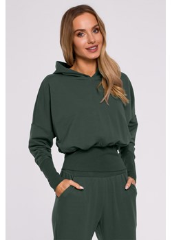Bluza z kapturem i wysokim ściągaczem - militarno-zielona ze sklepu Cudmoda w kategorii Bluzy damskie - zdjęcie 179656682