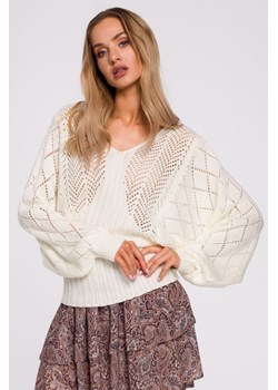 Sweter z rękawami nietoperzowymi - ecru ze sklepu Cudmoda w kategorii Swetry damskie - zdjęcie 179656691