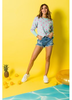 Sweter w serduszka - miętowy ze sklepu Cudmoda w kategorii Swetry damskie - zdjęcie 179656861
