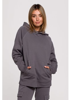Bluza z kapturem i kieszenią kangurek - antracytowa ze sklepu Cudmoda w kategorii Bluzy damskie - zdjęcie 179657003