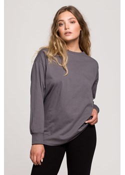 Bluzka longsleeve z nadrukiem - antracytowa ze sklepu Cudmoda w kategorii Bluzki damskie - zdjęcie 179657012