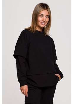 Bluza z warstwowymi rękawami unisex - czarna ze sklepu Cudmoda w kategorii Bluzy damskie - zdjęcie 179657033