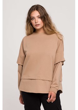 Bluza z warstwowymi rękawami unisex - orzechowa ze sklepu Cudmoda w kategorii Bluzy damskie - zdjęcie 179657034