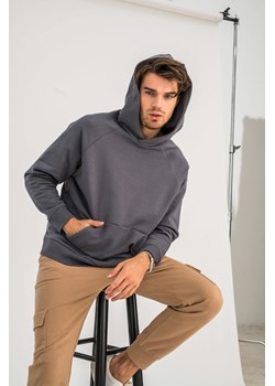 Bluza męska z kapturem i kieszenią kangurek - antracytowa ze sklepu Cudmoda w kategorii T-shirty męskie - zdjęcie 179657054