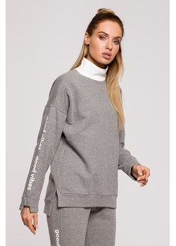 Bluza damska z logo good vibes - szara ze sklepu Cudmoda w kategorii Bluzy damskie - zdjęcie 179657092