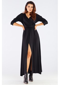 Elegancka sukienka maxi z rozcięciem - czarna ze sklepu Cudmoda w kategorii Sukienki - zdjęcie 179657372