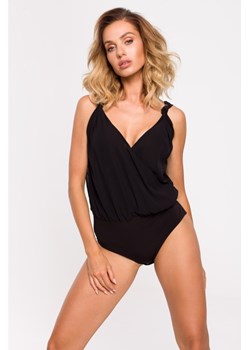 Stylowe szyfonowe body - czarne ze sklepu Cudmoda w kategorii Body damskie - zdjęcie 179657432