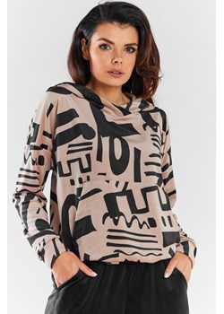 Bluza damska z kapturem - beżowa ze sklepu Cudmoda w kategorii Bluzy damskie - zdjęcie 179657874