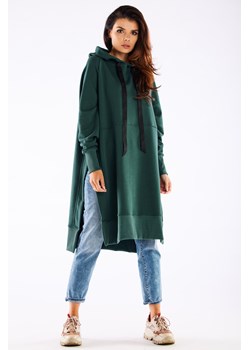 Bluza oversize z rozcięciami po bokach - zielona ze sklepu Cudmoda w kategorii Bluzy damskie - zdjęcie 179657914