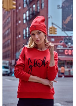 Bluza dresowa z haftem - czerwona ze sklepu Cudmoda w kategorii Bluzy damskie - zdjęcie 179658170