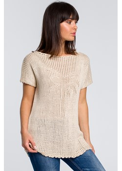 Sweter z palmą - beżowy ze sklepu Cudmoda w kategorii Swetry damskie - zdjęcie 179658261