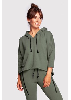 Bluza o luźnym kroju z kapturem - khaki ze sklepu Cudmoda w kategorii Bluzy damskie - zdjęcie 179658281