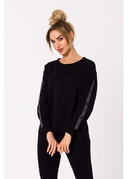 Bluza z lampasami na rękawach - czarna ze sklepu Cudmoda w kategorii Bluzy damskie - zdjęcie 179658874