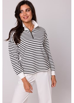 Bluza w paski z wysokim kołnierzem - model 1 ze sklepu Cudmoda w kategorii Bluzy damskie - zdjęcie 179659052