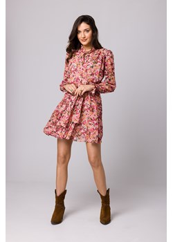 Sukienka szyfonowa mini w kwiaty - model 1 ze sklepu Cudmoda w kategorii Sukienki - zdjęcie 179659153