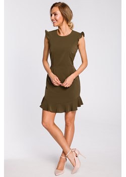 Urocza sukienka mini z falbaną - khaki ze sklepu Cudmoda w kategorii Sukienki - zdjęcie 179659321