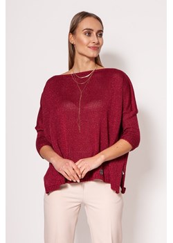 Ciepły sweter damski typu oversize - bordowy ze sklepu Cudmoda w kategorii Swetry damskie - zdjęcie 179659340
