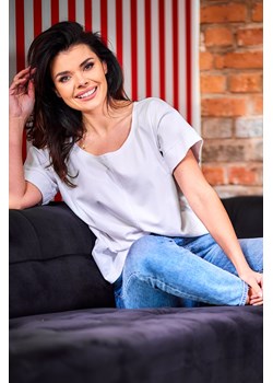 Bluzka damska oversize - biała ze sklepu Cudmoda w kategorii Bluzki damskie - zdjęcie 179659380
