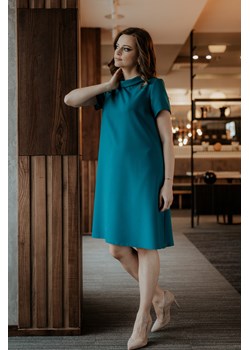 Elegancka sukienka trapezowa - szmaragdowa ze sklepu Cudmoda w kategorii Sukienki - zdjęcie 179659510