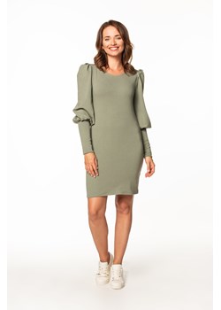 Ołówkowa sukienka mini z bufiastymi rękawami - khaki - id: 2024703 - marki Tessita - 179659542 Ołówkowa sukienka mini z bufiastymi rękawami - khaki ze sklepu Cudmoda w kategorii Sukienki - zdjęcie 179659542