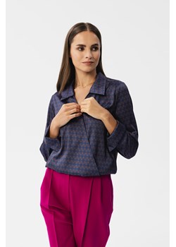 Kopertowa bluzka z nadrukiem - model 1 ze sklepu Cudmoda w kategorii Bluzki damskie - zdjęcie 179659981