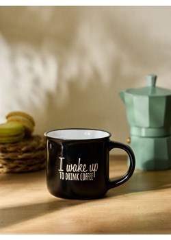Sinsay - Ceramiczny kubek z napisem - czarny ze sklepu Sinsay w kategorii Kubki - zdjęcie 179662890