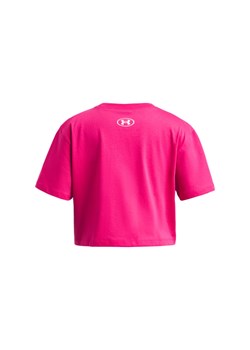 Dziewczęca koszulka oversize Under Armour UA Rival SS - różowa ze sklepu Sportstylestory.com w kategorii Bluzki dziewczęce - zdjęcie 179664630