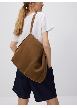 Reserved - Zamszowa torebka shopper - ciemnobrązowy ze sklepu Reserved w kategorii Torby Shopper bag - zdjęcie 179665241