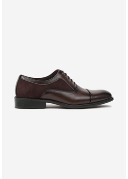 Brązowe Półbuty Eleganckie z Wkładką ze Skóry Naturalnej Vevima ze sklepu born2be.pl w kategorii Buty eleganckie męskie - zdjęcie 179680343