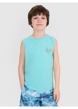 Chłopięcy top z nadrukiem 4F 4FJWSS25TSLEM162 - turkusowy ze sklepu Sportstylestory.com w kategorii T-shirty chłopięce - zdjęcie 179680932