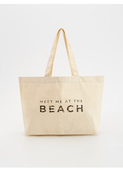 Reserved - Płócienna torebka shopper - złamana biel ze sklepu Reserved w kategorii Torby letnie - zdjęcie 179689122