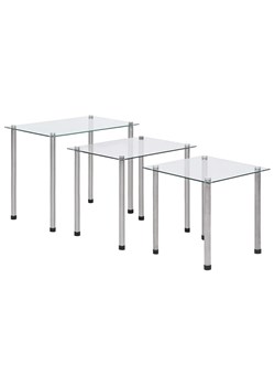 Minimalistyczny komplet 3 szklanych stolików - Lioren ze sklepu Edinos.pl w kategorii Stoliki kawowe - zdjęcie 179693273