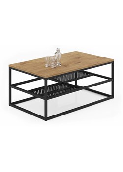 Industrialny stolik kawowy dąb lancelot + czarny - Hila 4X ze sklepu Edinos.pl w kategorii Stoliki kawowe - zdjęcie 179693281