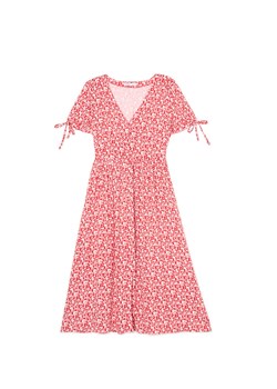 Cropp - Czerwona sukienka w kwiaty - czerwony ze sklepu Cropp w kategorii Sukienki - zdjęcie 179701544
