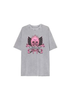 Cropp - Szara koszulka z motywem Metallici - jasny szary ze sklepu Cropp w kategorii Bluzki damskie - zdjęcie 179701644