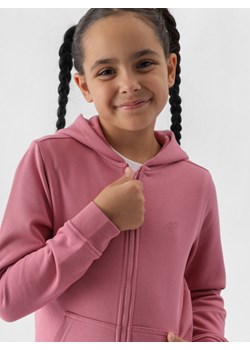 Dziewczęca bluza dresowa rozpinana z kapturem 4F 4FJWMM00TSWSF1315 - różowa ze sklepu Sportstylestory.com w kategorii Bluzy dziewczęce - zdjęcie 179707632