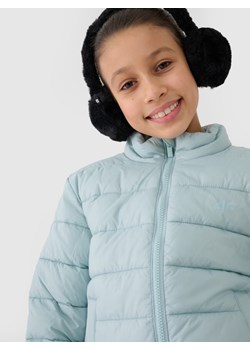 Dziewczęca kurtka puchowa pikowana 4F 4FJWSS25TDJAF515  - turkusowa ze sklepu Sportstylestory.com w kategorii Kurtki dziewczęce - zdjęcie 179708033