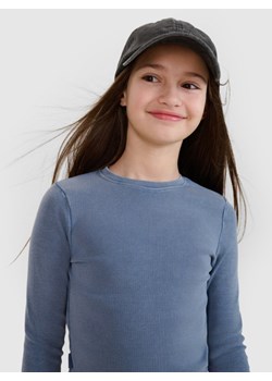 Dziewczęcy longsleeve crop top gładki 4F 4FJWSS25TLONF430 - granatowy ze sklepu Sportstylestory.com w kategorii Bluzki dziewczęce - zdjęcie 179708171