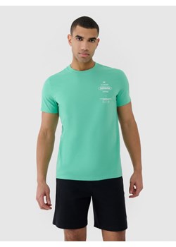 Męski t-shirt z nadrukiem 4F 4FRSS25TTSHM2688 - zielony ze sklepu Sportstylestory.com w kategorii T-shirty męskie - zdjęcie 179708471
