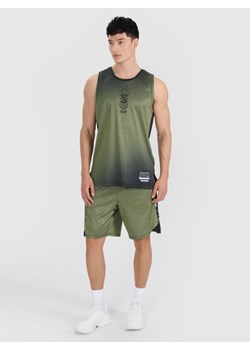 Męski top do koszykówki oversize 4F 4FRSS25TFSLM715 - zielony ze sklepu Sportstylestory.com w kategorii T-shirty męskie - zdjęcie 179708721