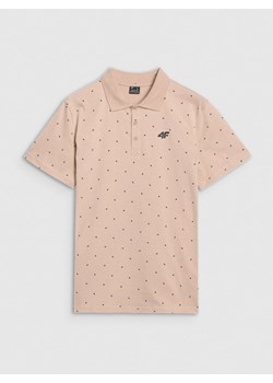 Męska koszulka polo z nadrukiem 4F 4FRSS25TPTSM634 - beżowa ze sklepu Sportstylestory.com w kategorii T-shirty męskie - zdjęcie 179708750