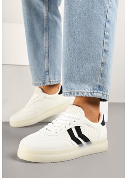 Białe Sneakersy Ozdobione Paskami Sadleane ze sklepu renee.pl w kategorii Buty sportowe damskie - zdjęcie 179711604