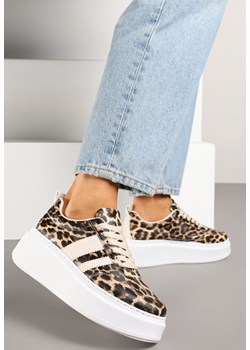 Panterkowe Sneakersy w Stylu Klasycznych Tenisówek na Grubej Podeszwie Rediree ze sklepu born2be.pl w kategorii Buty sportowe damskie - zdjęcie 179714320