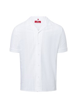 Finshley & Harding London Męska koszula casual Mężczyźni Modern Fit Bawełna biały wypukły wzór tkaniny ze sklepu vangraaf w kategorii Koszule męskie - zdjęcie 179721213