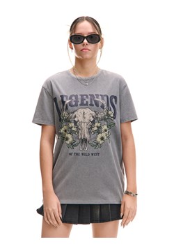 Cropp - T-shirt z motywem dzikiego zachodu - jasny szary ze sklepu Cropp w kategorii Bluzki damskie - zdjęcie 179721754