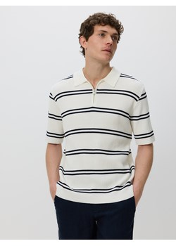 Reserved - Koszulka polo ze strukturalnej dzianiny - złamana biel ze sklepu Reserved w kategorii T-shirty męskie - zdjęcie 179722102