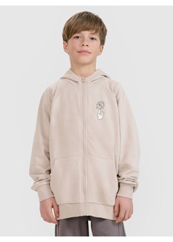 Chłopięca bluza dresowa rozpinana z kapturem 4F 4FJRSS25TSWSM2103 - beżowa ze sklepu Sportstylestory.com w kategorii Bluzy chłopięce - zdjęcie 179732844