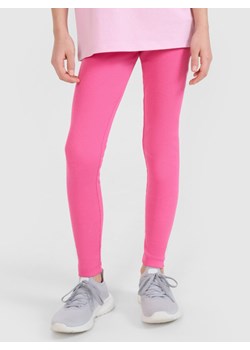 Dziewczęce legginsy dzianinowe 4F 4FJRSS25TTIGF255 - różowe ze sklepu Sportstylestory.com w kategorii Spodnie dziewczęce - zdjęcie 179732872